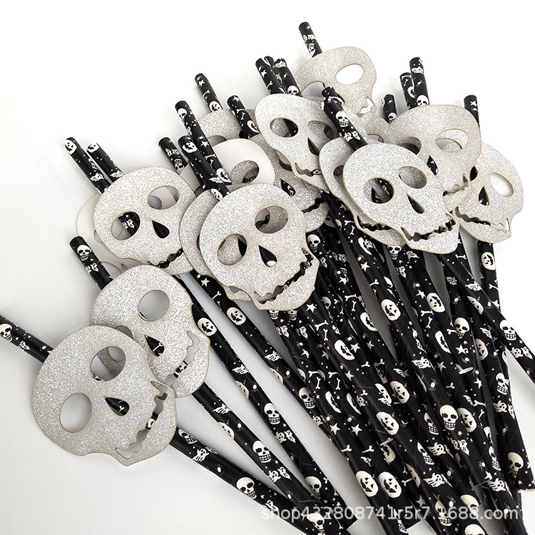 Creativo papel paja postre mesa vestir Halloween divertido arreglo suministros tarjeta de paja