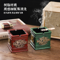 美式复古浮雕烟灰缸家居客厅茶桌酒吧高级感桌面防飞灰烟灰缸摆件