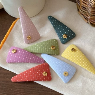 韩系金属花朵波点发夹甜美百搭刘海夹三角形掰掰夹发卡BB夹发饰品