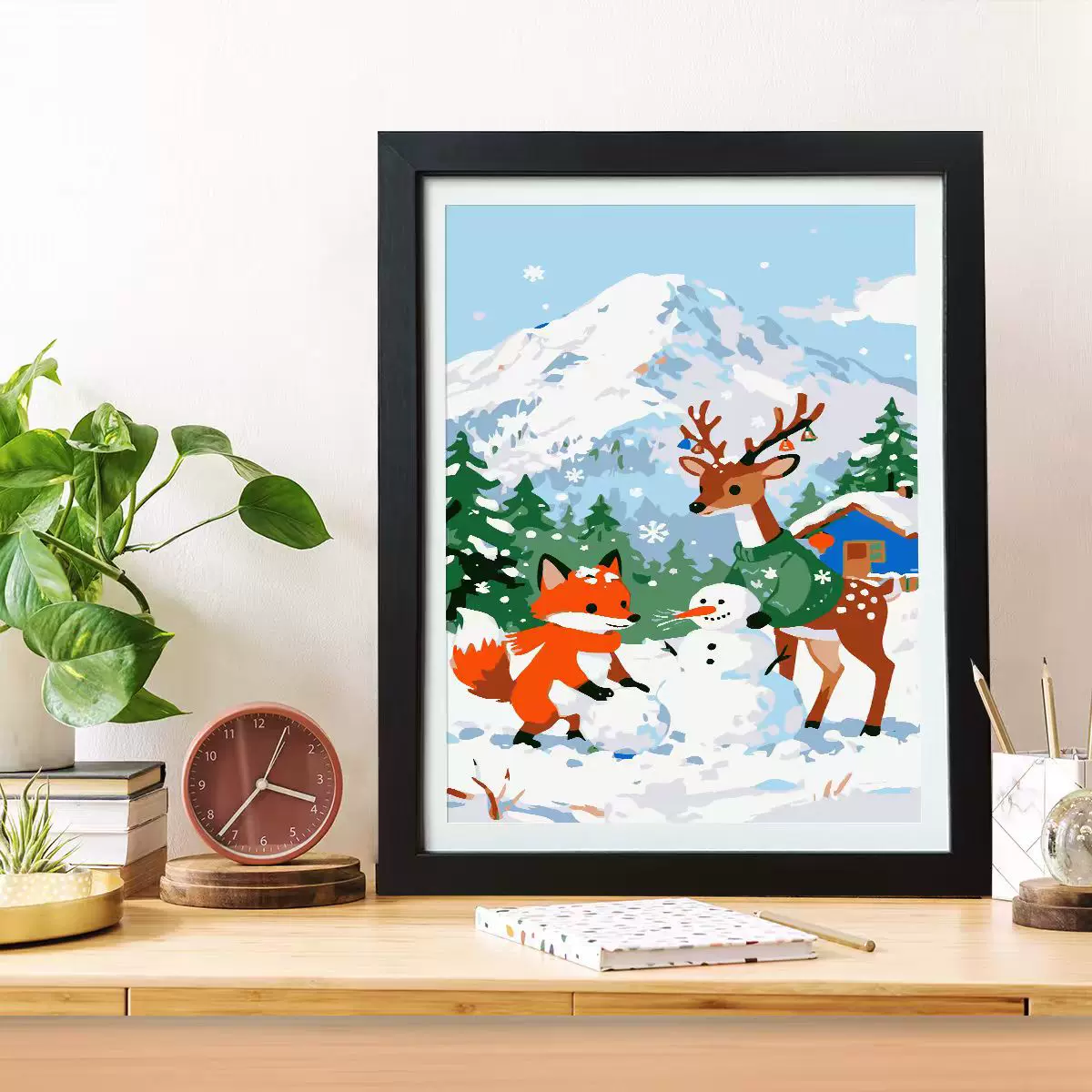 新款跨境数字油画学生儿童手工diy玩具礼物圣诞节款亚马逊装饰画