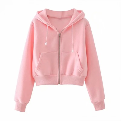 Europe and America INS spring and autumn Plush Solid Hooded Sweater have cash less than that is registered in the accounts Hoodie Waist zipper Cardigan coat