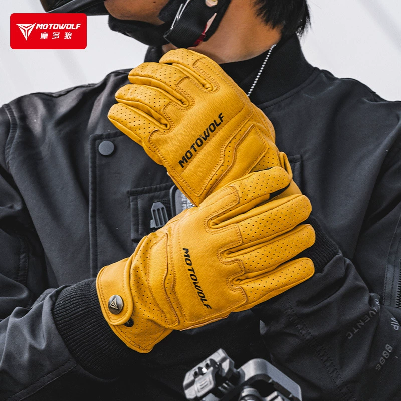 Кожаные винтажные перчатки для езды на мотоцикле, кожаные перчатки для езды на открытом воздухе, защищающие от падений, летние дышащие винтажные перчатки для мотоциклистов