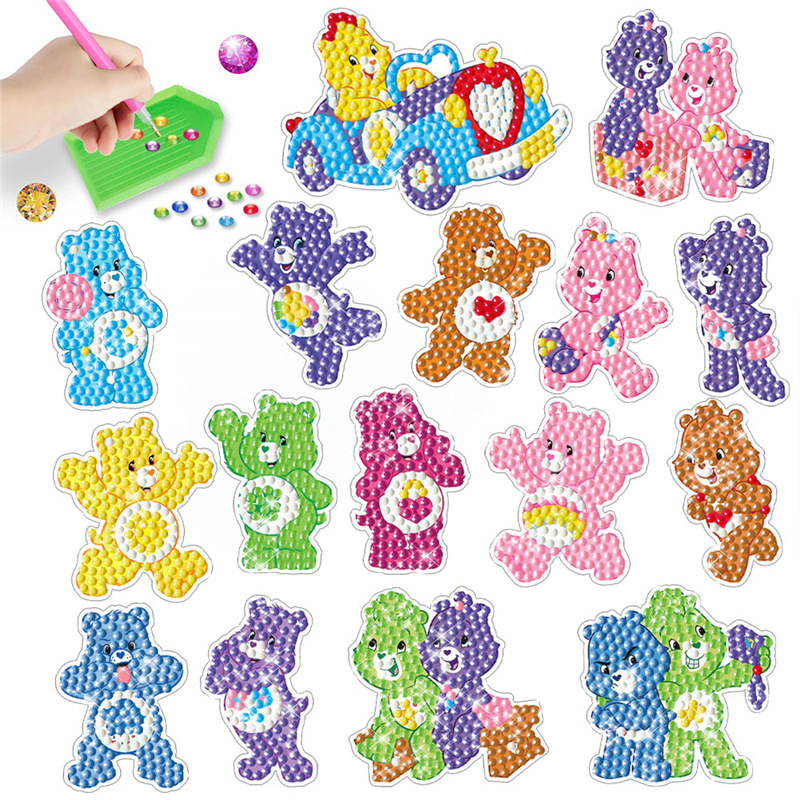 DIY diamante pintura pegatinas gratis pegatinas de pared pegatinas hechas a mano de los niños dibujos animados papel decoración diamante redondo fábrica venta directa al por mayor