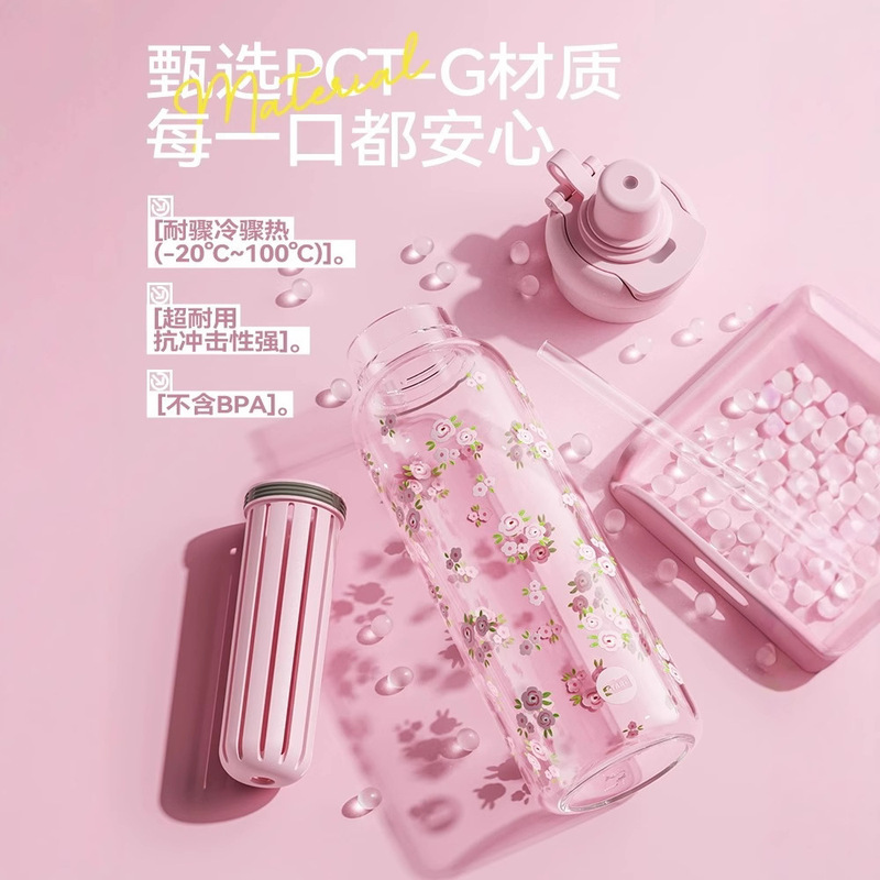 世界のストローカップ女子学生の高颜値2025新型大容量携帯プラスチックカップ学生の耐高温カップ|undefined