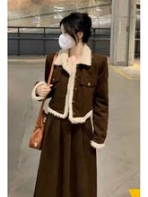 大码小香风感连衣裙穿搭一整套女秋冬装赫本风气质显瘦套装裙