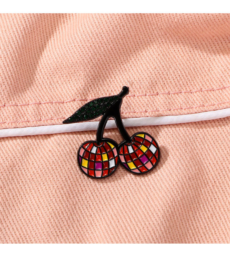 Unisex Gender Cute Pin Cherry Disco Ball Alloy Enamel Unisex Brooches