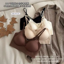 J2211#漫画胸-可露丽蕾丝提拉Bra加厚馒头杯深V蕾丝花边聚拢内衣