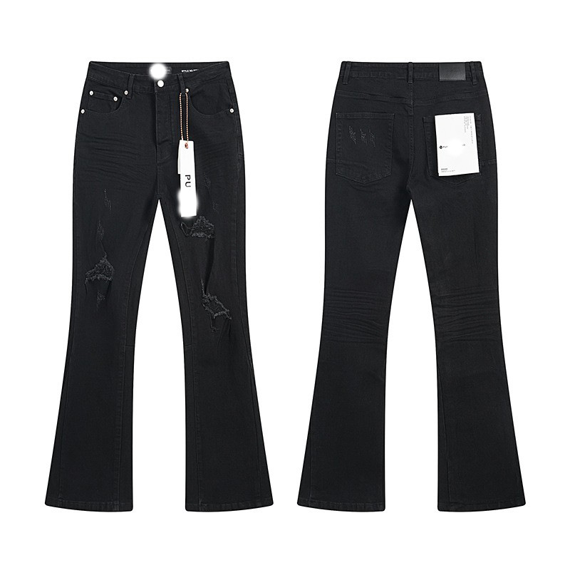 Marca de moda transfronteriza JB purple verano rectas vaqueros lavados de agua para hacer viejos agujeros vaqueros de hombre pantalones cortos de caño purple