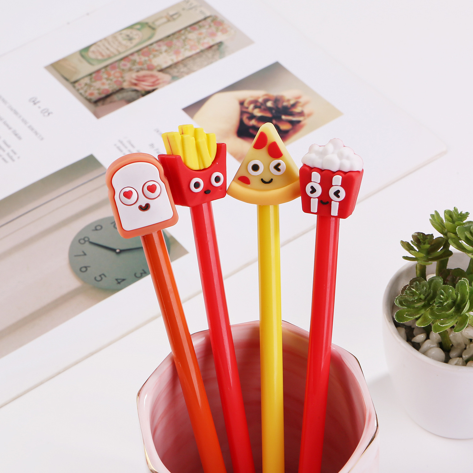 可爱创意快餐汉堡冰淇淋中性笔学生文具批发卡通食物造型签字笔