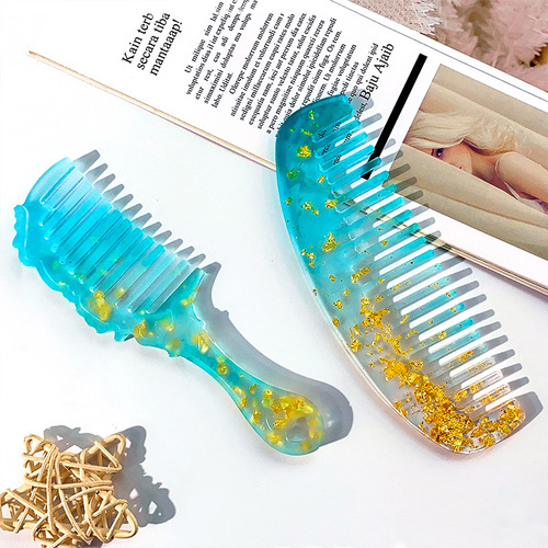 DIY mirror comb crystal glue mold four styling comb molds long and short crescent comb silicone mold
