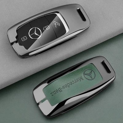 Car key bag | Cover with Buckle Unisex - 1-gunmetal-green-leather-all-inclusive-single-shell