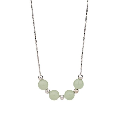  New Passepartout Transfer Ball Beads Clavicle Chain Retro National Trend Pendant Sansheng Necklace Bestie Gift Chalcedony