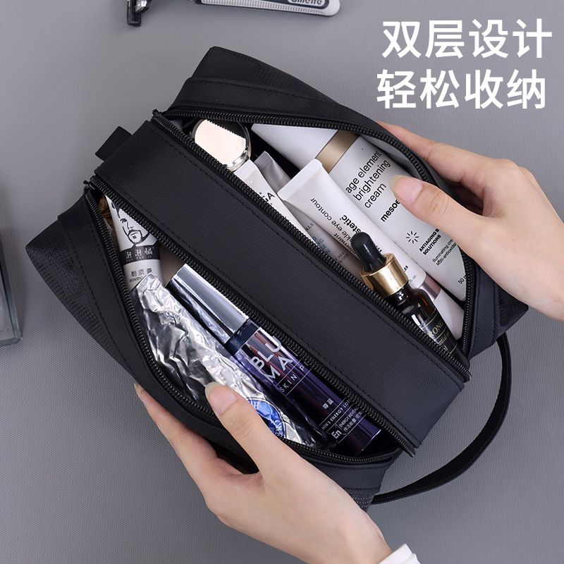 Bolsa de lavado simple con doble cremallera separada en seco y húmedo, bolsa de almacenamiento de lavado portátil para hombres de viaje de negocios de gran capacidad