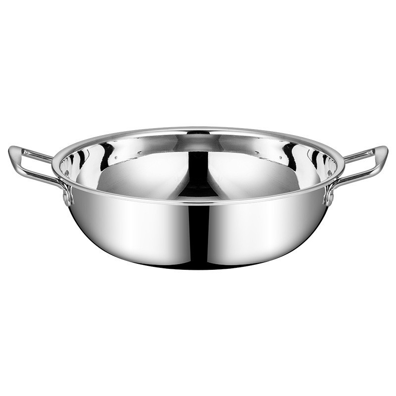 Olla de acero inoxidable de grado alimenticio Chuangfa, olla de doble compartimento, olla universal de fondo único para sopa transparente, olla china engrosada para carne/shabu.