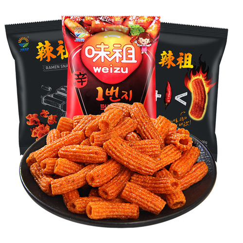 Korean imported nine-day sweet and spicy fried rice cake strips 100g/bag spicy seaweed-flavored puffed snack