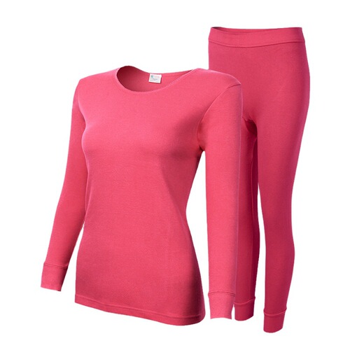 Hongdou underwear women's pure cotton low round neck autumn coat and long johns cotton wool thermal suit with extra fat code D3257