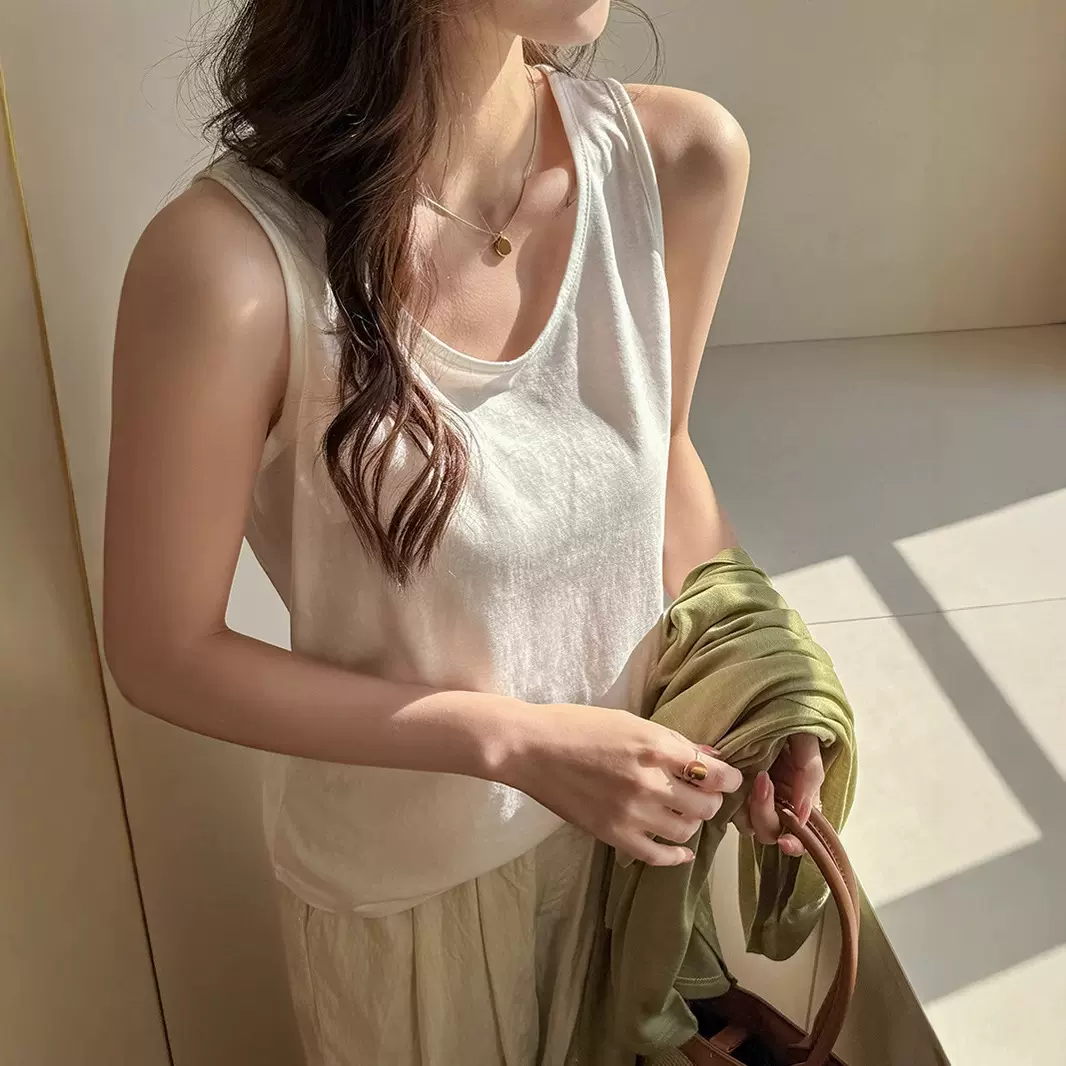 春夏季百搭宽松慵懒风打底可外穿小吊带背心女式内搭遮肉无袖上衣