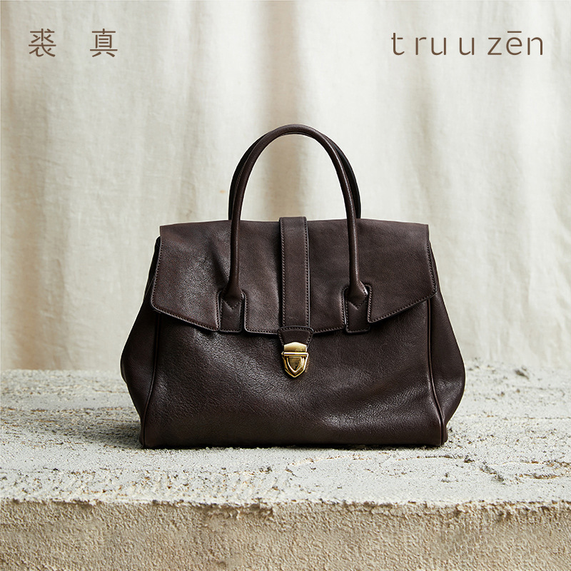 Women's Genuine Leather Handheld Briefcase Retro Large Capacity Commuter Top Grain Vegetable Tanned Cowhide Bag - Thumbnail 5