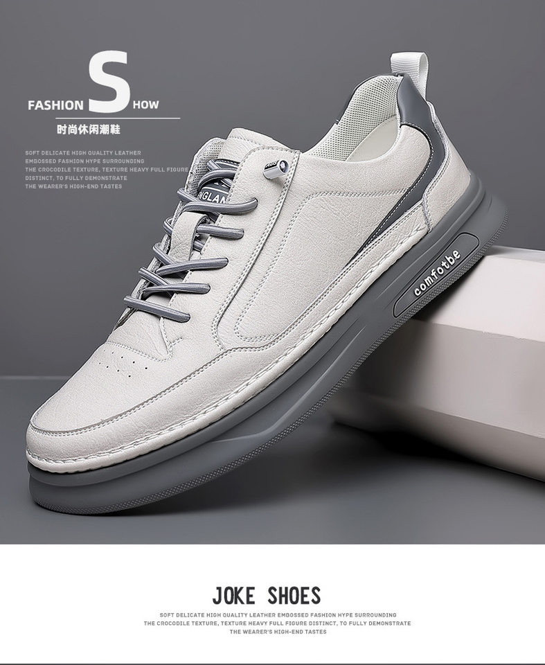 Giày sneaker nam da bò thật đế dày, giày thể thao đa năng phối đồ hợp xu hướng — PZ6018 màu trắng, PZ6018 màu đen chi tiết 19