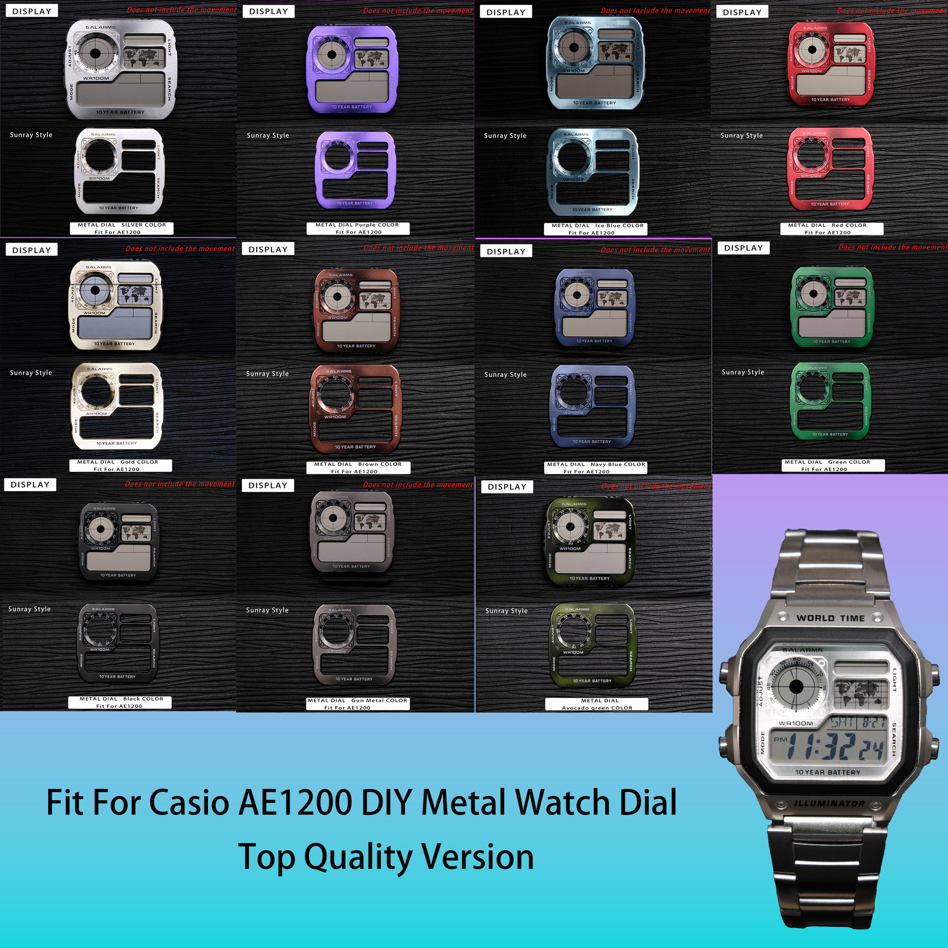 Suitable For Casio Ae1200 Watch Dial Modification Kit, High-Quality Ae1200 Japanese Copper Dial Modification