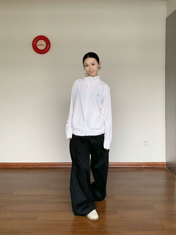 Summer New Style Stand-Up Collar Loose Raglan Sleeves Sun Protection Jacket Zipper Sports + Cool Long Sleeves