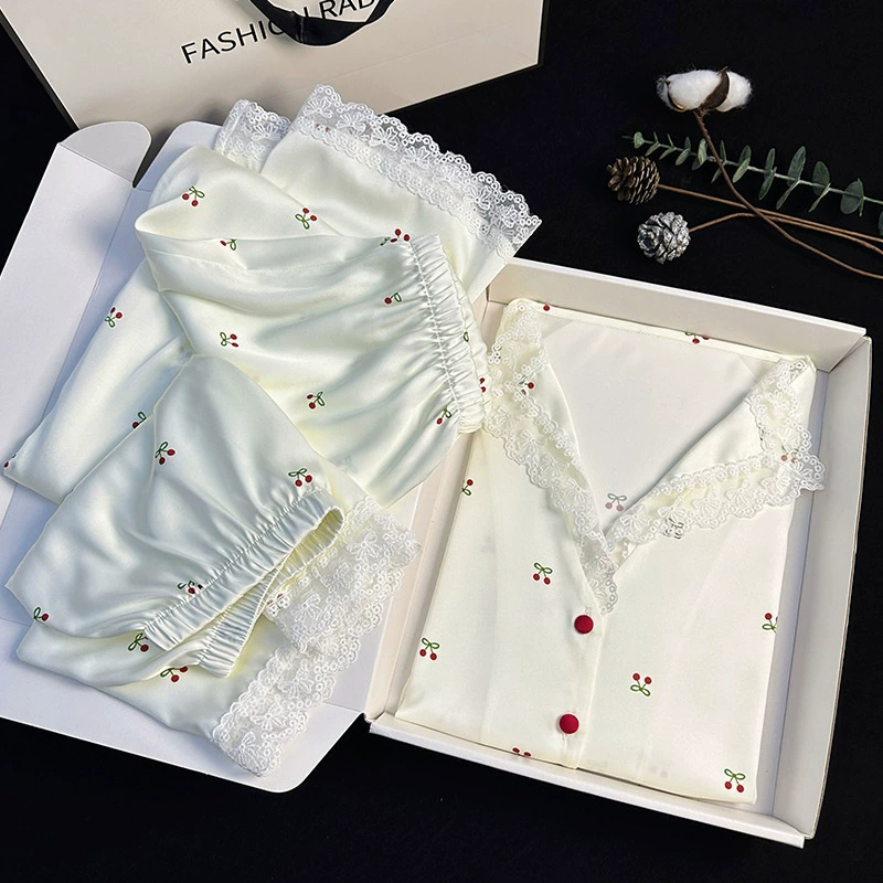Тонкая пижама, шелковый комплект из 3 предметов, стиль интернет-знаменитости, высококачественный стиль