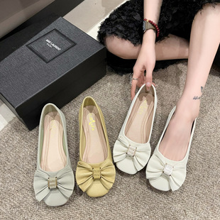 2025 Spring and Autum New Flats Shoes, Small Leather Shoes, Women's Slip-On Soft-Soled Women's Shoes, Bean Shoes, Scoop Shoes for Women