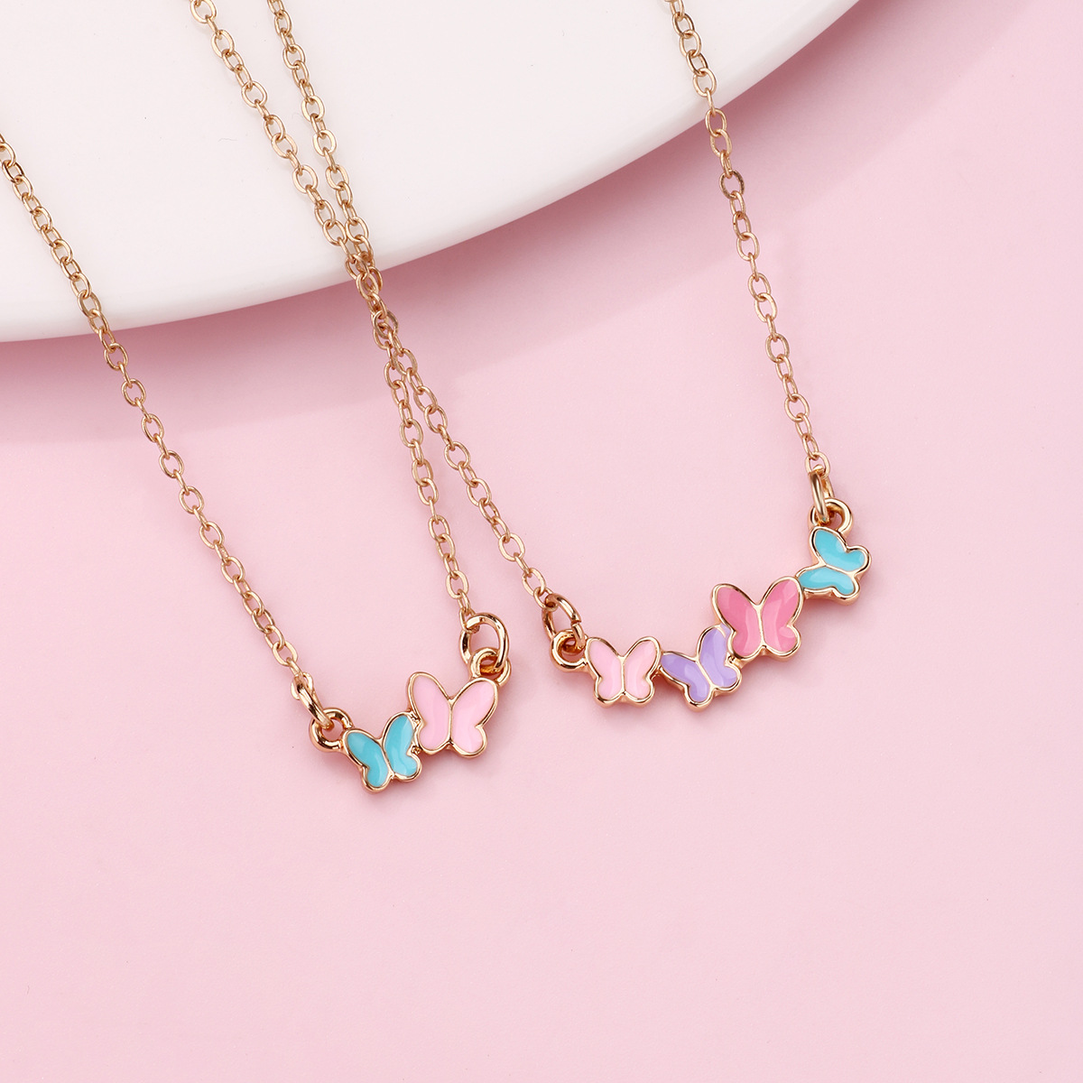 12g Weight Necklace Classification 1 Set Quantity Daily Occasion Alloy Material Butterfly Pattern Kid'S Gender Plating Design Cute, Sweet Style Cute Sweet Butterfly Alloy Plating Kid'S Necklace 9