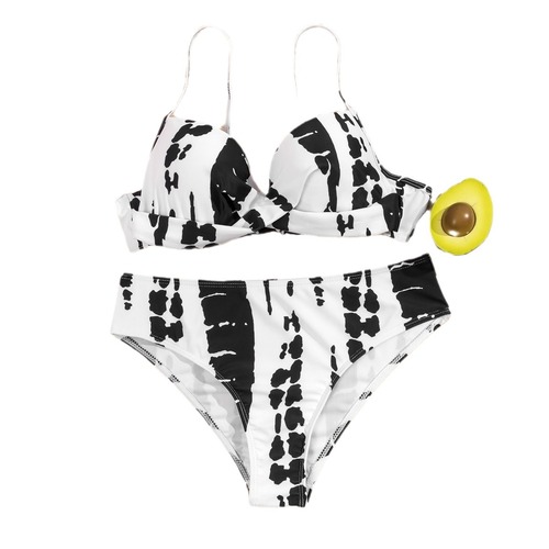 Retro Sexy Strapped Crossbody Bikini Swimwear Print with Underwire High-end Swimwear Factory Selling at Low Price