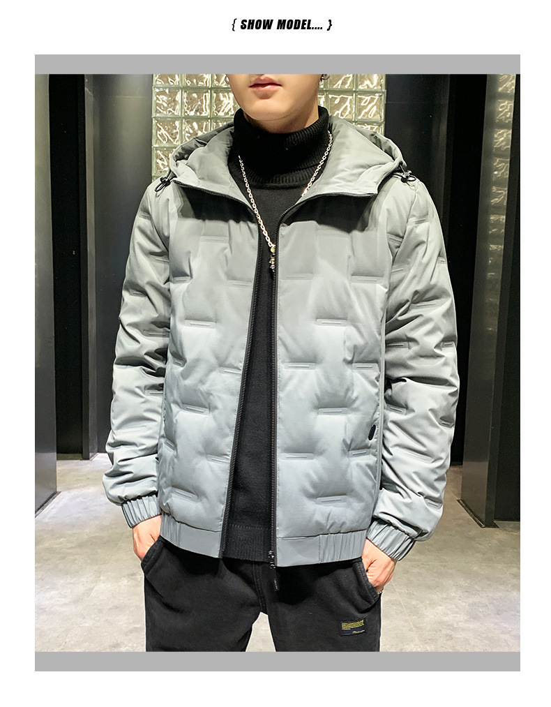 Men's Clothing white duck Silk cotton winter thickened trendy brand hooded Silk cotton jacket men's short loose winter jacket_voghion.com