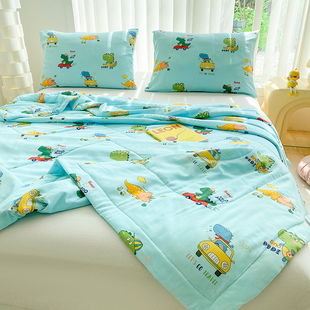 W1Tr Summer Silk Quilt Air Conditioner Artificial Cotton Children's Kindergarten Summer Quilt Machine Washable Cotton Silk Summer Thin Style