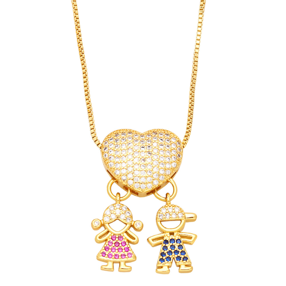 Pendant Necklace Classification 1 Piece Quantity Fashion Human Heart Shape Copper Plating Inlay Zircon Pendant Necklace 1 Piece