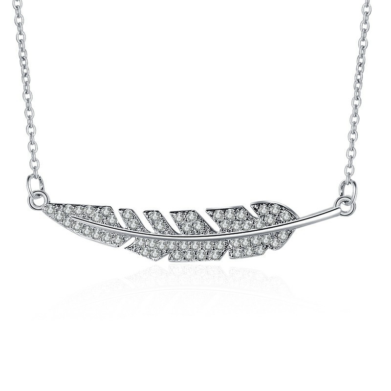 2021 estilo coreano con incrustaciones de circonio nuevo collar elegante de plumas Cadena de clavícula de mujer versátil diseño de nicho de moda simple