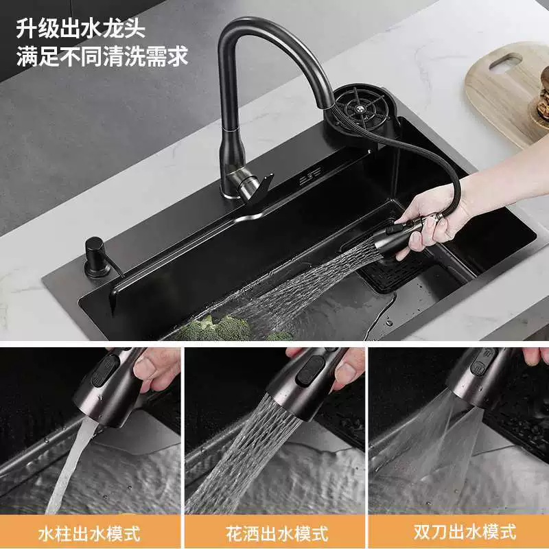 #HomeKitchenNano Черный нержавеющий стальной раковина для умывальника SUS304, большая одна секция, под столешницу, раковина для мытья воды