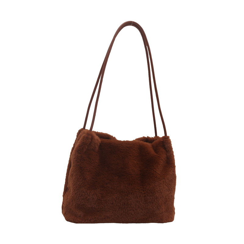 Bolsos de lana de nicho de alto nivel para mujeres 2024 nuevo otoño y invierno bolsas de peluche de hombro bolsas de gran capacidad