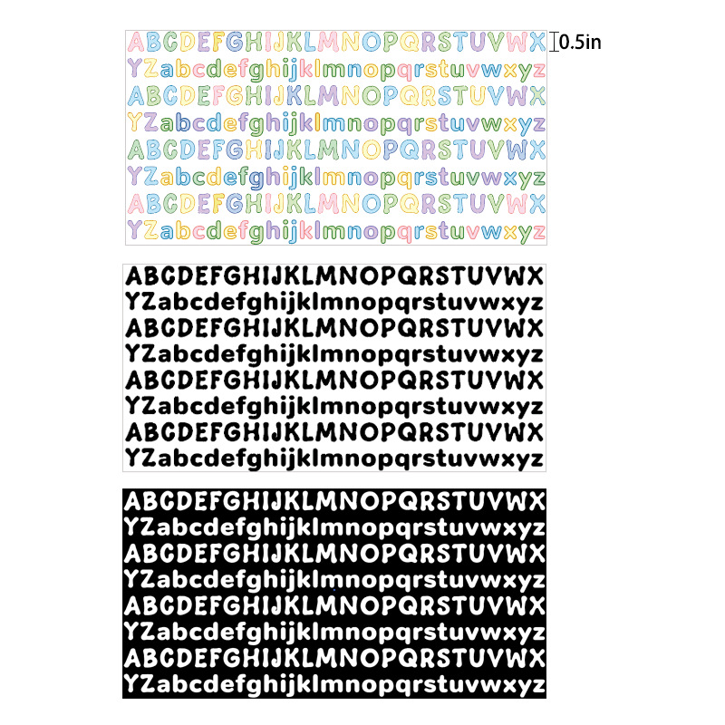 新款0.5英寸卡通迷你diy手工制作手账vinyl自粘防水字母标签贴纸