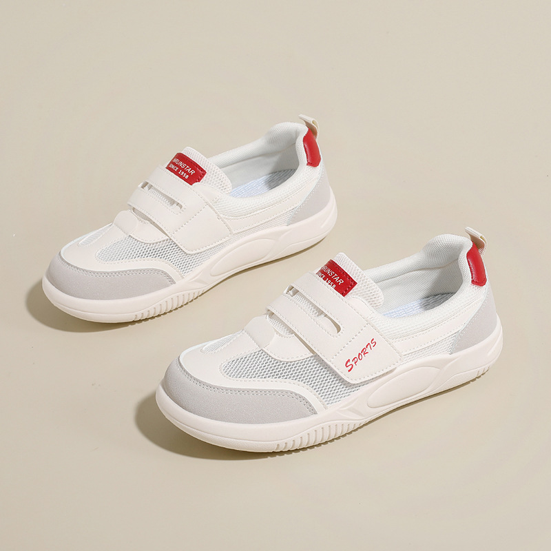 Zapatillas Blancas de Malla para Mujer Capellada de PU y Malla Suela de Caucho Transpirables para Uso Diario