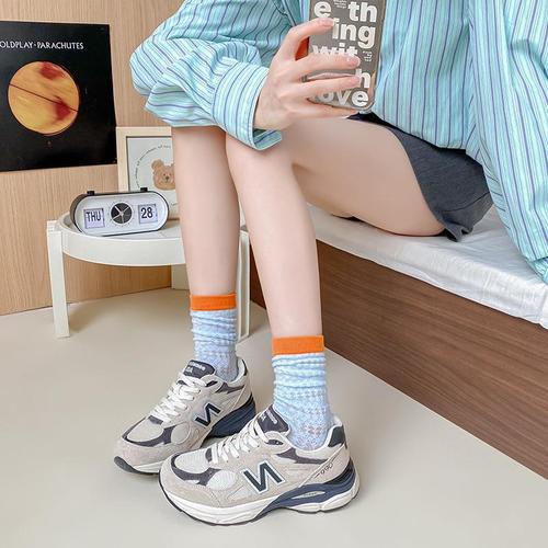 Independently packaged one piece drop shipping super popular dopamine color socks women's mid-calf socks summer thin mesh socks wholesale
