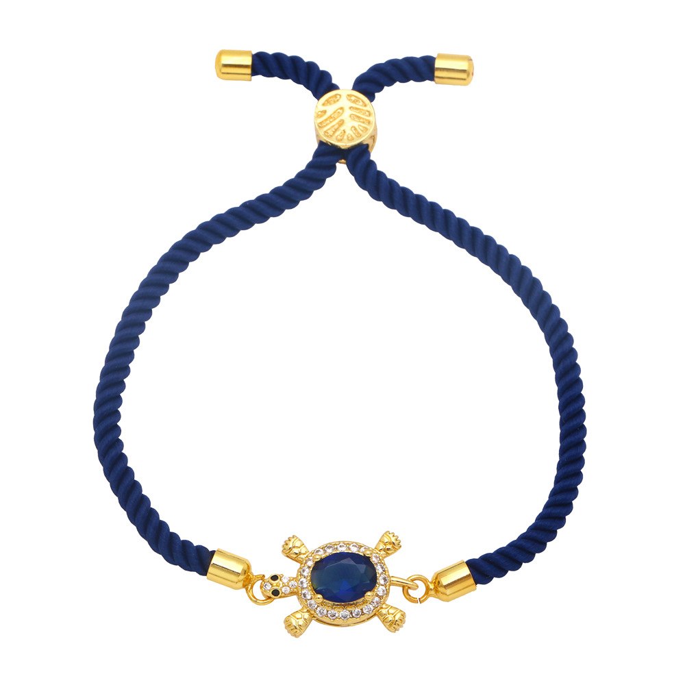 Fashion Female Cute Turtle Simple Handmade Woven Color Zircon Copper Bracelet