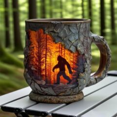 跨境新款Bigfoot Forest Fire Mug 家居大脚鬼森林火灾马克杯礼物