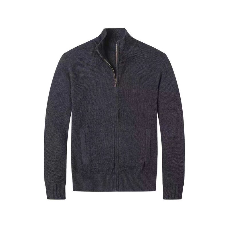 New Foreign Trade Embroidered Men's Sweater Full-Zip Knitwear Business Polo Cross-Border Base Shirt