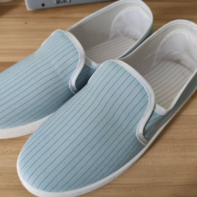 防静电条纹中巾鞋帆布鞋洁净无尘车间工作鞋PVC底电子厂男女工鞋
