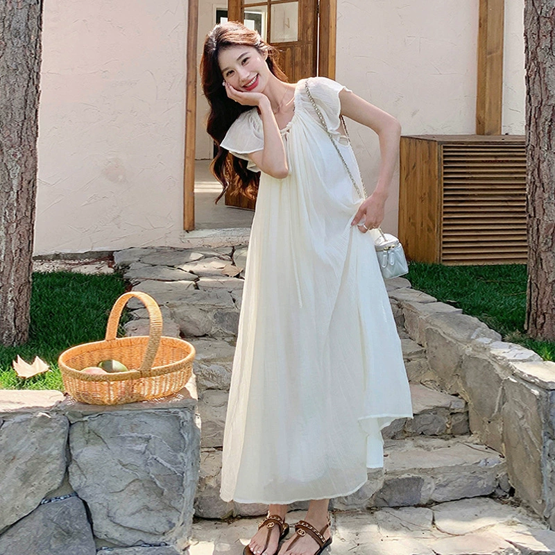 Летняя одежда для беременных, модное платье, летняя длинная юбка, французский стиль, плюс размер