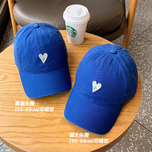 Love baseball cap for girls, large size, big head circumference, soft top cap, round face, square face, wearable Korean style cute hat for men