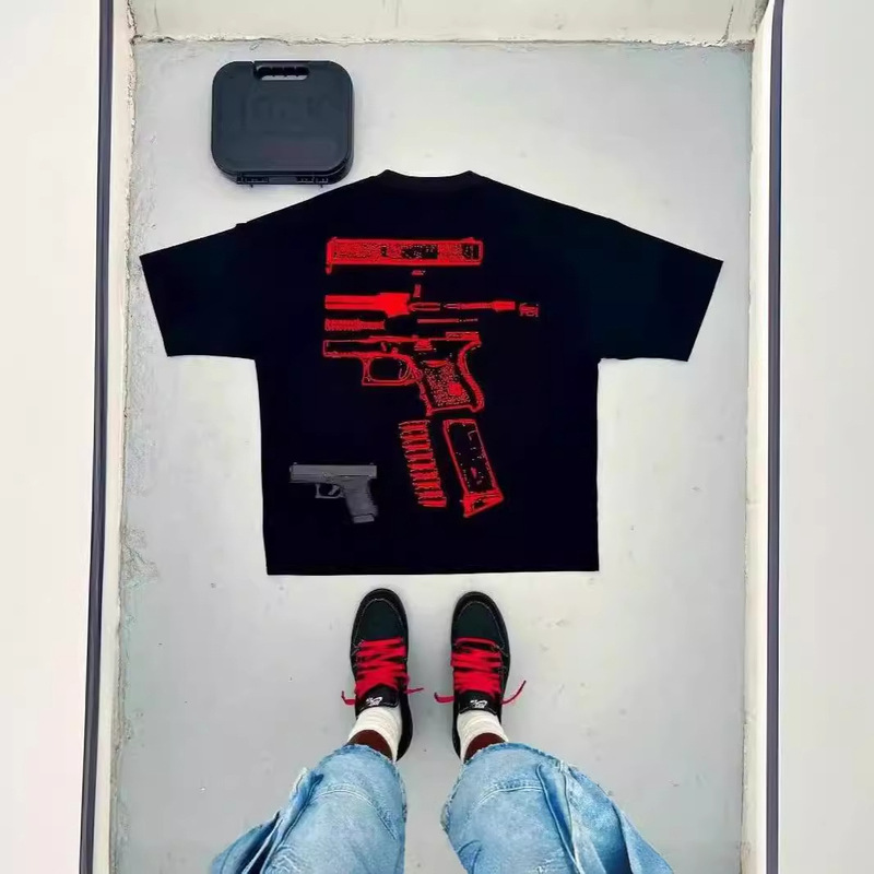 Men's T-Shirt Y2K Shirt Men's Harajuku Hip Hop In Our Trust Graphic Print Round Neck Cotton Oversized T-Shirt
