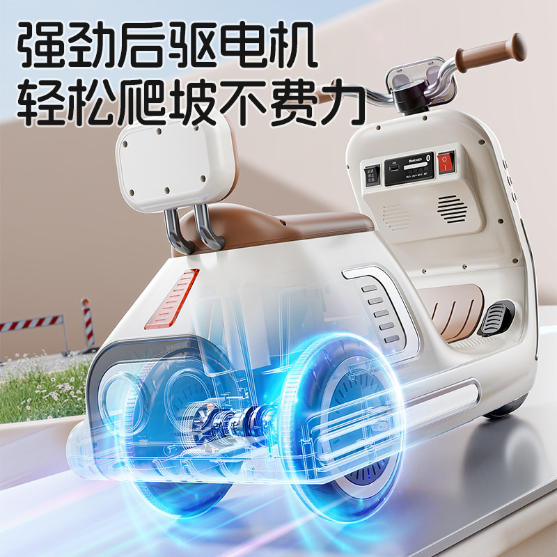 Niños coche eléctrico de tres ruedas motocicleta niñas varones coche de batería para niños se puede sentar coche de juguete de control remoto