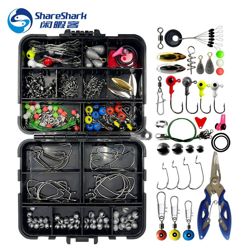 ShareShark комплект аксессуаров из 187 деталей для рыбалки на скале, плоскогубцы для рыбалки, крючок ручной, груз-головка, приманка, снаряжение для рыбалки оптом