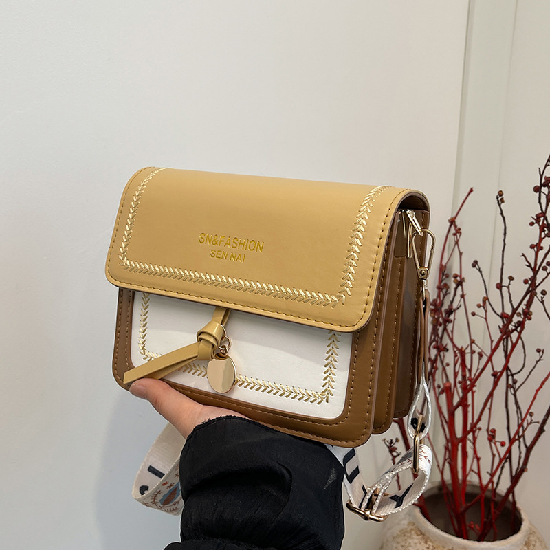 Bolso de estilo occidental casual coreano femenino 2024 nuevo bolso de hombro de color de contraste de moda textura personalidad bandolera pequeño bolso cuadrado