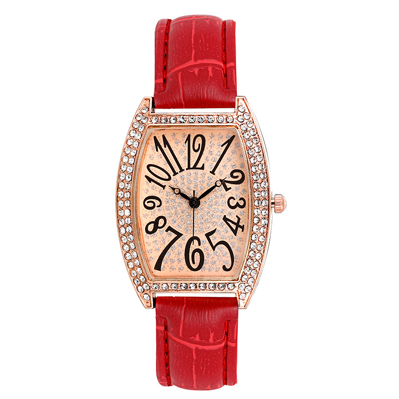 Celebridad de Internet mismo estilo reloj estrellado cinturón femenino en forma de barril reloj femenino estudiante versátil diamante ins estilo retro reloj
