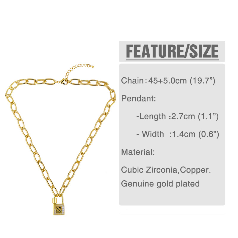 Fashion Lock Pendant Necklace display picture 2